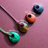 Eclipse Gem Stone Cord Necklace (Gold)