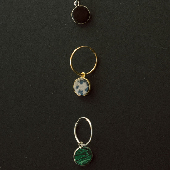 Dalmatian Jasper Circle or Wand Hoop Earrings | Positivity (Gold Fill)