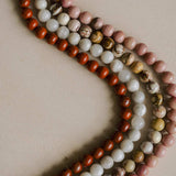 Brown Zebra Jasper Earthstone Strand Necklace  (Silver)