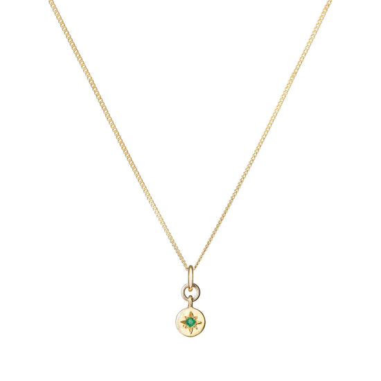 Emerald Guiding Star Birthstone Necklace | May (Gold Plated)