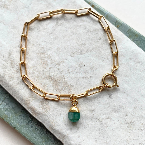 Emerald Tiny Tumbled Chunky Chain Bracelet | Hope (Gold Plated)