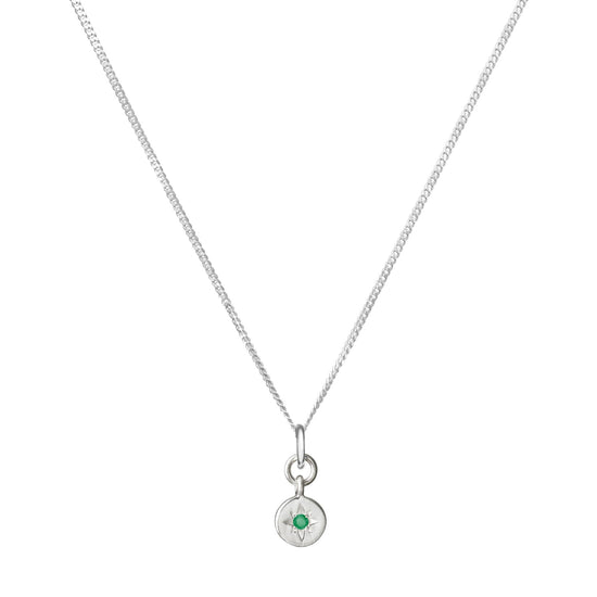 Emerald Guiding Star Birthstone Necklace | May (Sterling Silver)