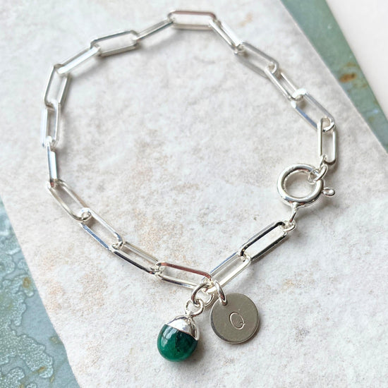 Emerald Tiny Tumbled Chunky Chain Bracelet | Hope (Silver)
