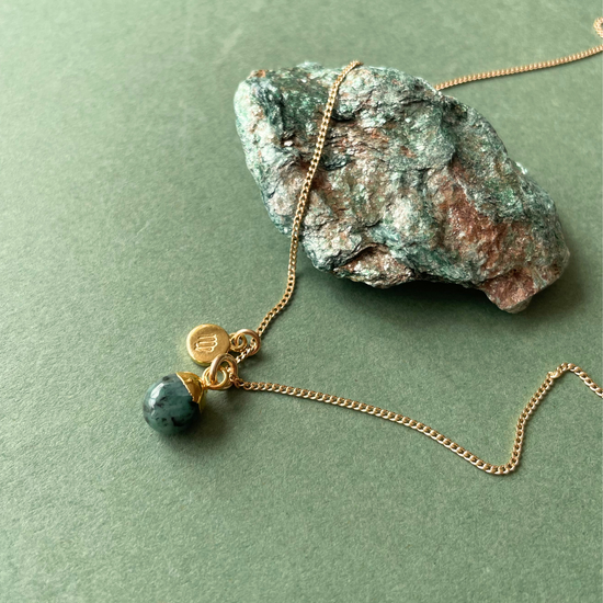 Emerald Tiny Tumbled Necklace | Hope (Gold Plated)