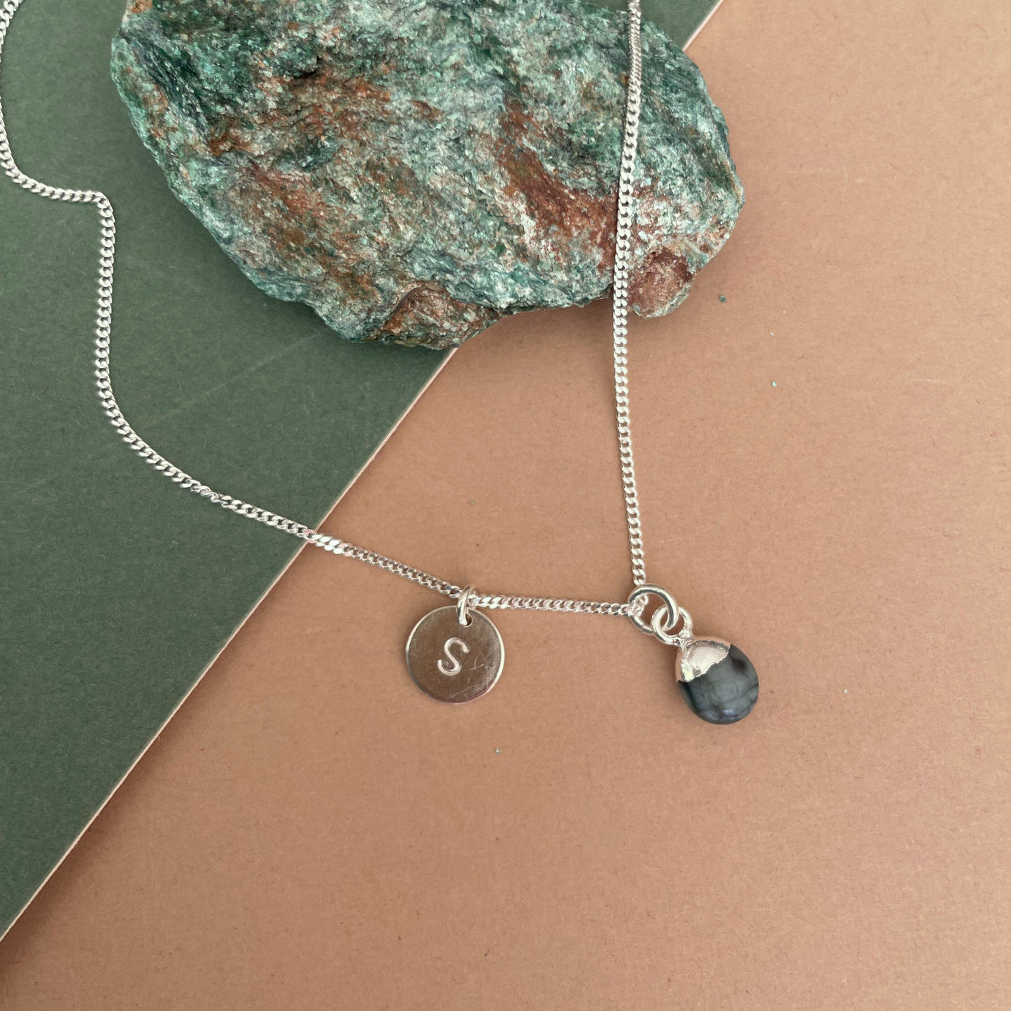 Bridesmaid | Tumbled Gemstone Necklace (Silver)