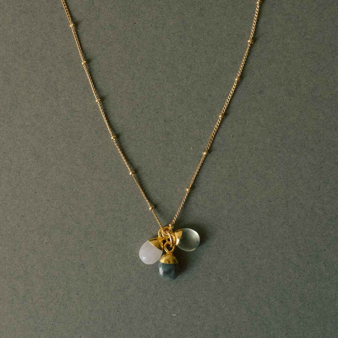 CREATE YOUR OWN | Family Birthstone Necklace - Tiny Tumbled (Gold Plated)