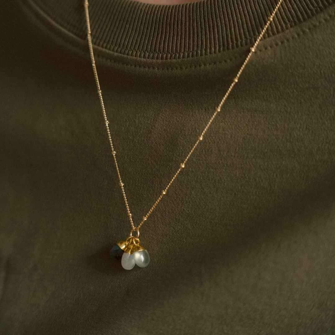 CREATE YOUR OWN | Family Birthstone Necklace - Tiny Tumbled (Gold Plated)