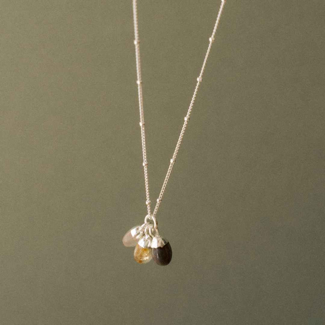 CREATE YOUR OWN  | Family Birthstone Necklace - Tiny Tumbled (Silver)