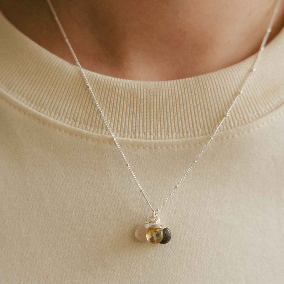 CREATE YOUR OWN  | Family Birthstone Necklace - Tiny Tumbled (Silver)