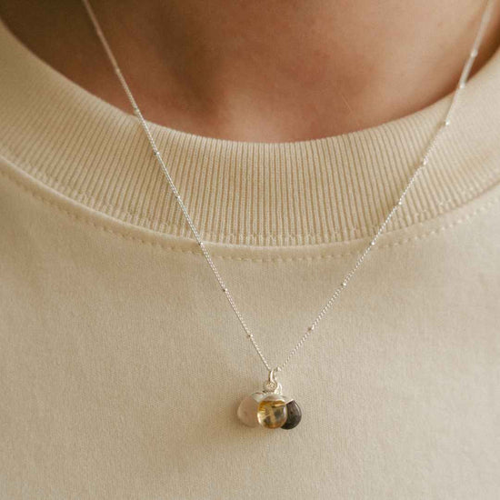 CREATE YOUR OWN  | Family Birthstone Necklace - Tiny Tumbled (Silver)