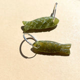Fish Amulet Gemstone Earrings (Gold or Silver)