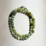 Flower Jade Earthstone Strand Necklace (Silver)