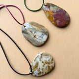 Palm Stone Cord Necklace (Gold)