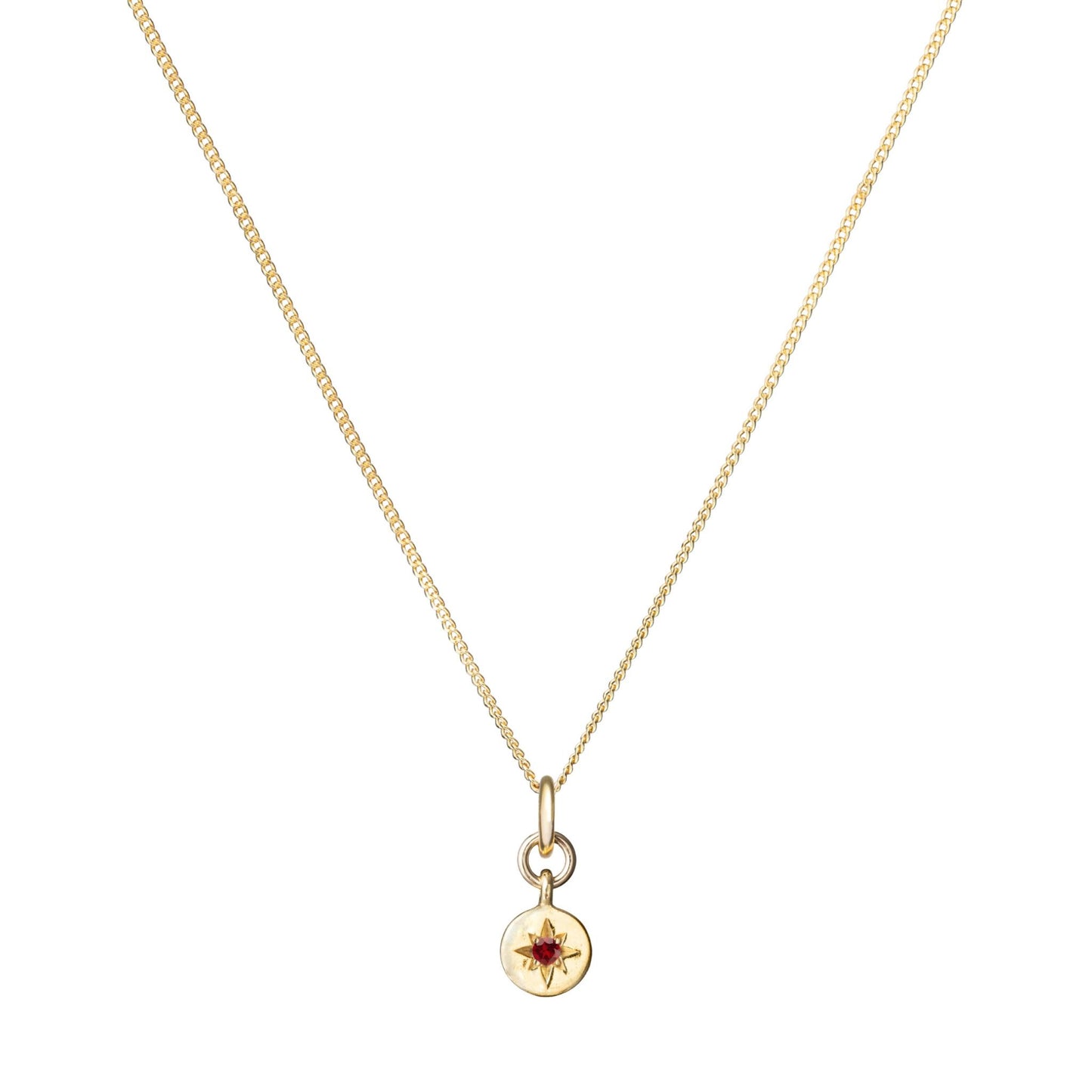 Garnet Guiding Star Birthstone Necklace | January (Gold Plated)