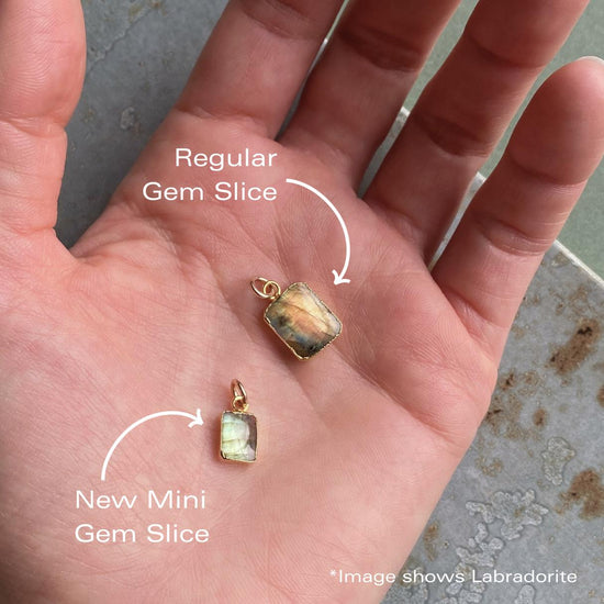 Load image into Gallery viewer, Neon Apatite Mini Gem Slice Hoop Earrings | Dream (Gold Fill)
