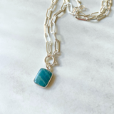 Aquamarine Gem Slice Necklace | Serenity (Silver)