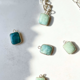Aquamarine Gem Slice Necklace | Serenity (Silver)