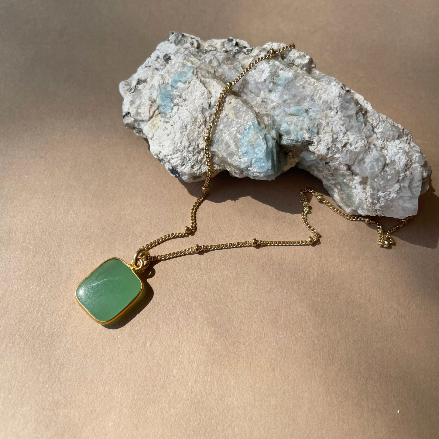 SS25 Gem Slice Necklace | Yellow Aventurine, Sunstone, Green & Pink Chalcedony (Gold Plated)