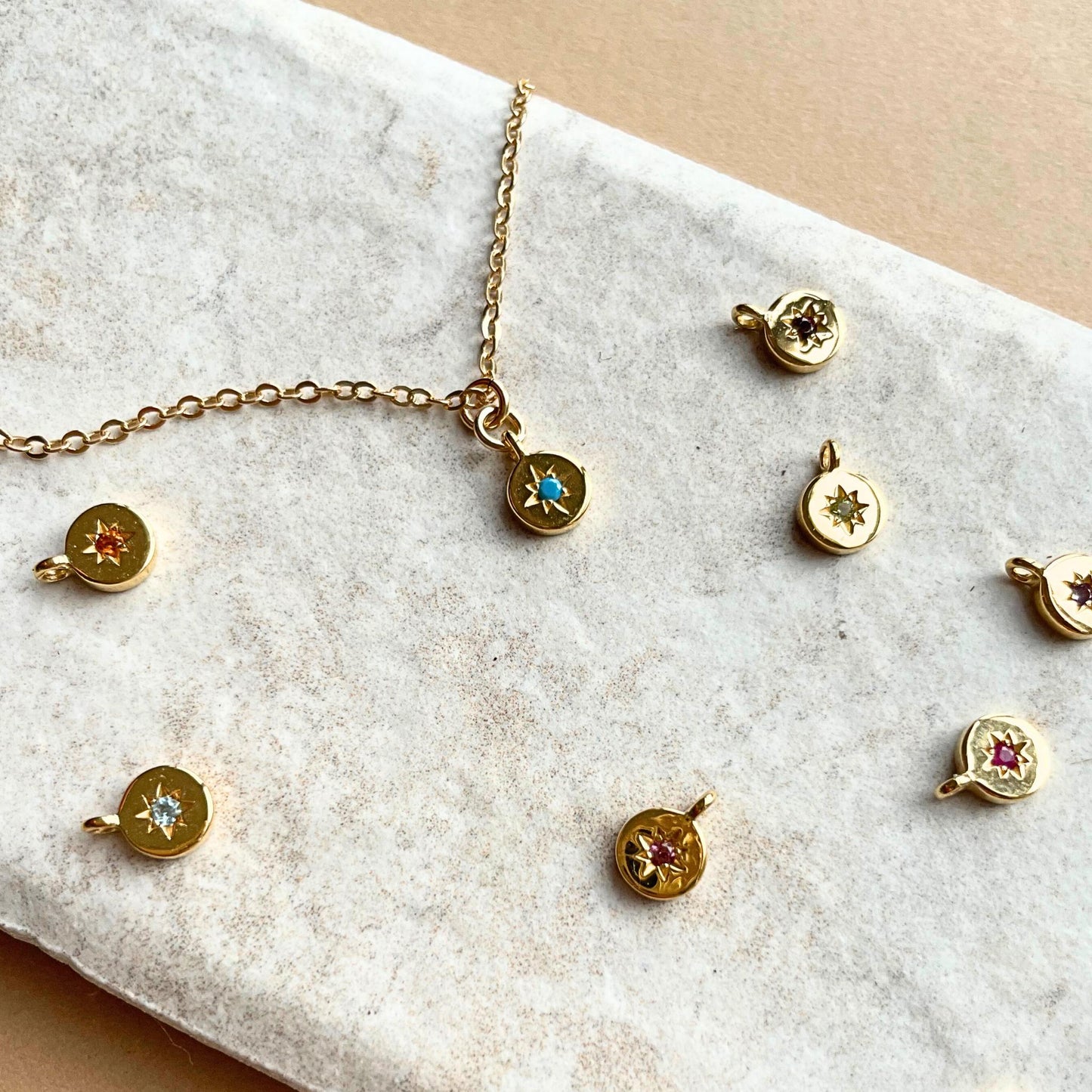 Choose Your Own Guiding Star Birthstone Necklace (Gold Plated)