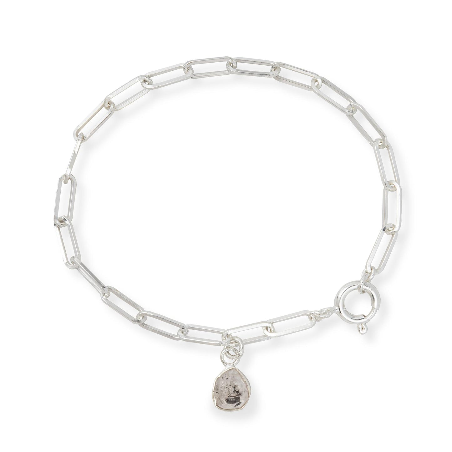 Herkimer Diamond Carved Chunky Chain Bracelet | Strength (Sterling Silver)