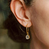 Herkimer Diamond Carved Hoop Earrings | Strength (Gold Fill)