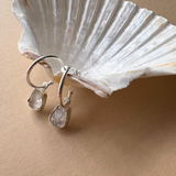 Herkimer Diamond Carved Hoop Earrings | Strength (Sterling Silver)