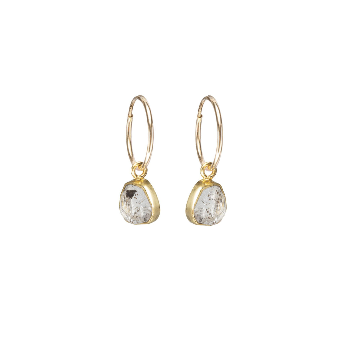 Herkimer Diamond Carved Hoop Earrings Strength