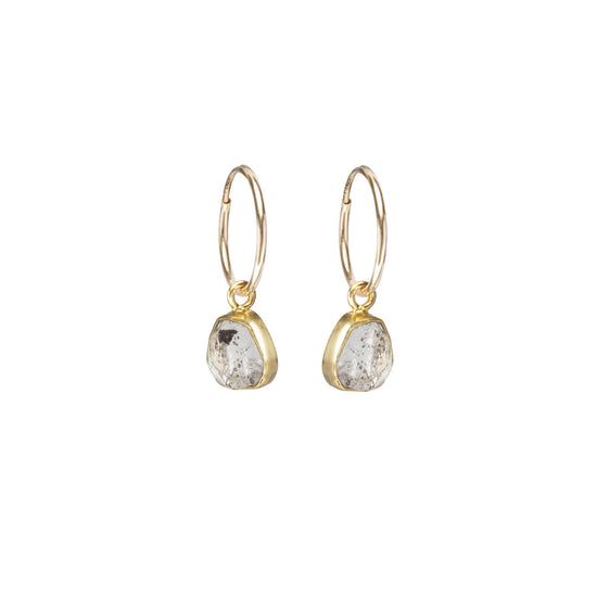 Herkimer Diamond Carved Hoop Earrings | Strength (Gold Fill)