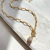 Herkimer Diamond Carved Necklace | Strength (Gold Plated)