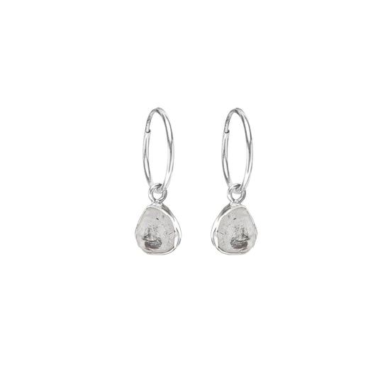 Herkimer Diamond Carved Hoop Earrings | Strength (Sterling Silver)