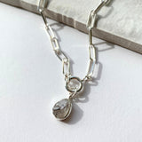 Herkimer Diamond Carved Necklace | Strength (Sterling Silver)