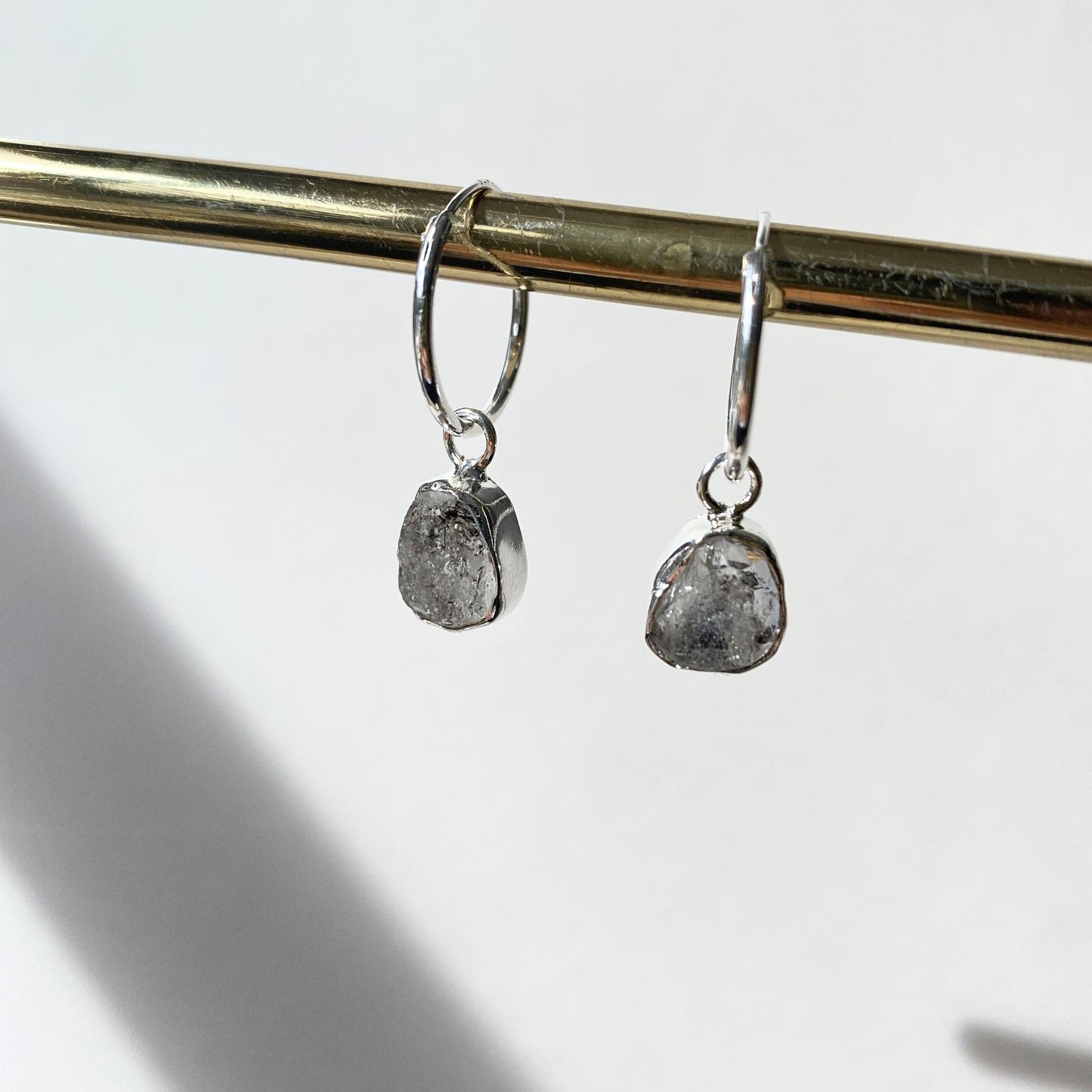 Herkimer Diamond Carved Hoop Earrings | Strength (Sterling Silver)