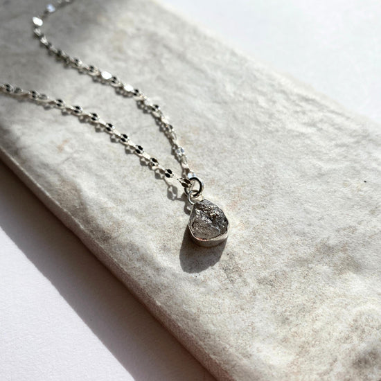 Herkimer Diamond Carved Vintage Chain Necklace | Strength (Sterling Silver)
