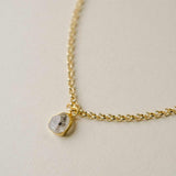 Herkimer Diamond Carved Belcher Chain Necklace | Strength (Gold Plated)