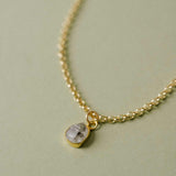 Herkimer Diamond Carved Belcher Chain Necklace | Strength (Gold Plated)
