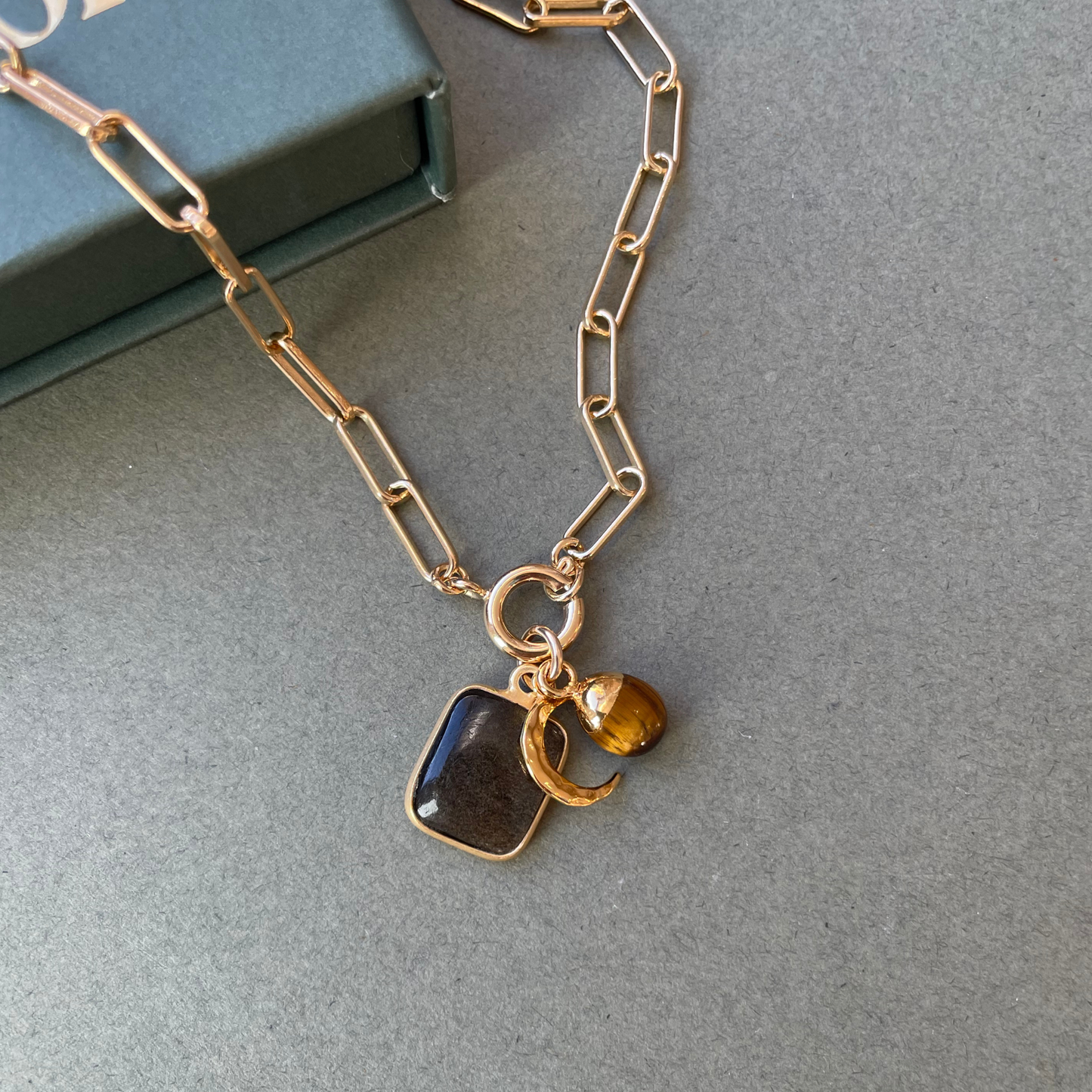 Special Edition Tiger Eye Gem Slice Triple Necklace | Courage & Protection (Gold)