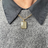 Hypersthene Large Gem Slice Necklace | Strength (Gold Plated)