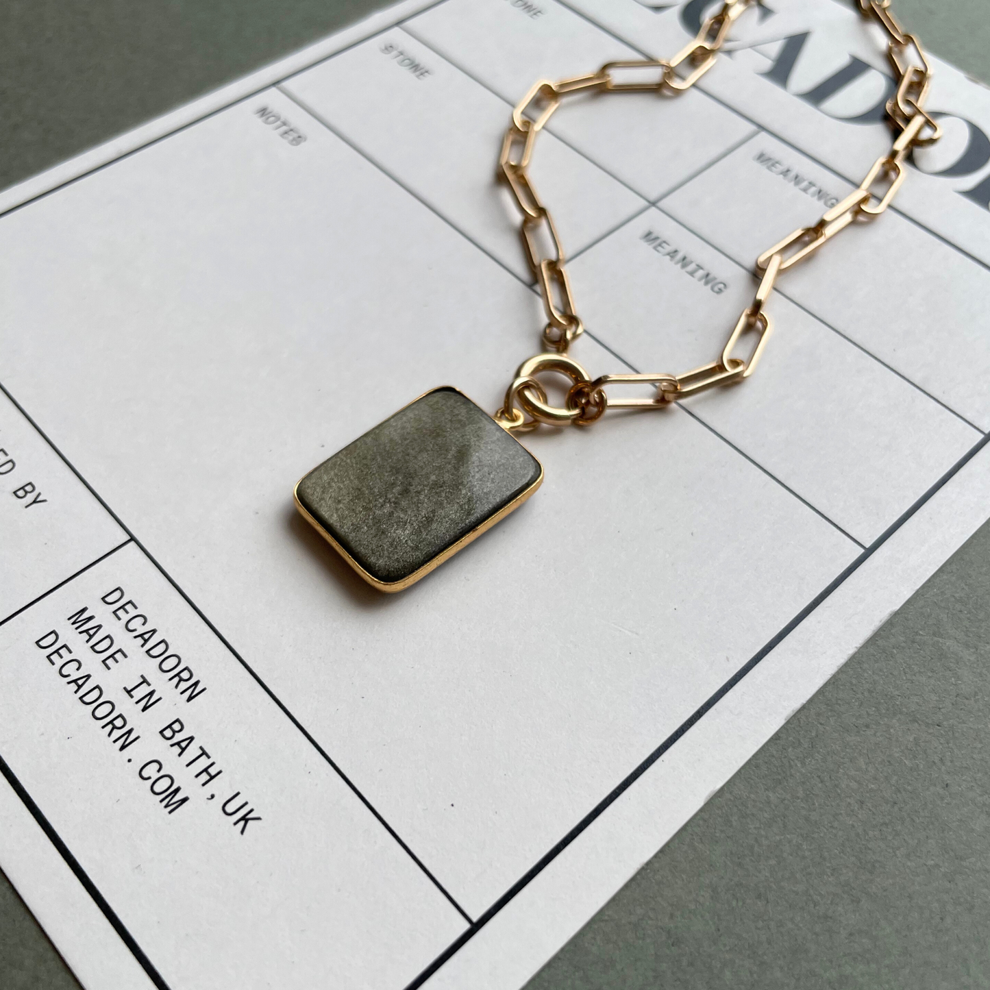 Hypersthene Large Gem Slice Chunky Chain Necklace | Strength (Gold Plated)