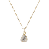 Herkimer Diamond Carved Necklace | Strength (Gold Plated)