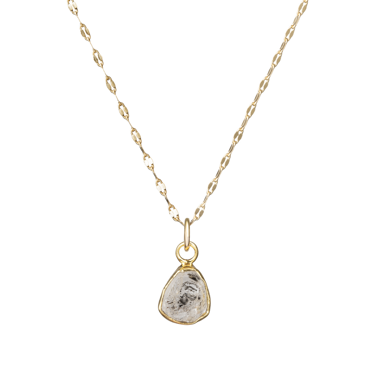 Herkimer Diamond Carved Necklace | Strength (Gold Plated)