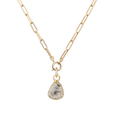 Herkimer Diamond Carved Necklace | Strength (Gold Plated)