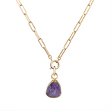 Amethyst Carved Necklace | Calming (Gold Plated)