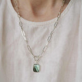 Labradorite Gem Slice Chunky Chain Necklace | Adventure (Silver)