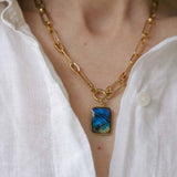 Labradorite Large Gem Slice Chunky Chain Necklace | Adventure (Gold Plated)