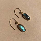 Labradorite Mini Dome Ear Wire Earrings | Adventure (Gold Fill)