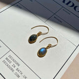 Labradorite Mini Dome Ear Wire Earrings | Adventure (Gold Fill)