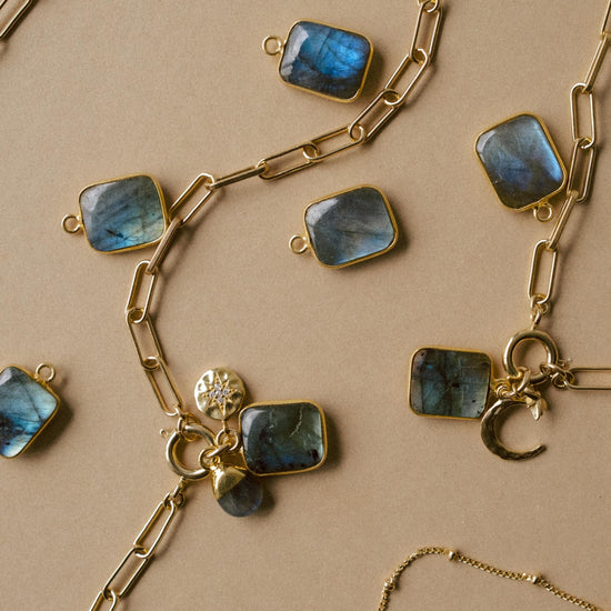 Labradorite Gem Slice Triple Necklace | Adventure (Gold Plated)