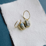 Labradorite Gem Slice Hoop Earrings | Adventure (Gold Fill)