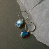 Labradorite Gem Slice Hoop Earrings | Adventure (Gold Fill)