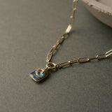 Labradorite Moon & Star Gem Slice Triple Chunky Chain Necklace | Adventure (Gold Plated)